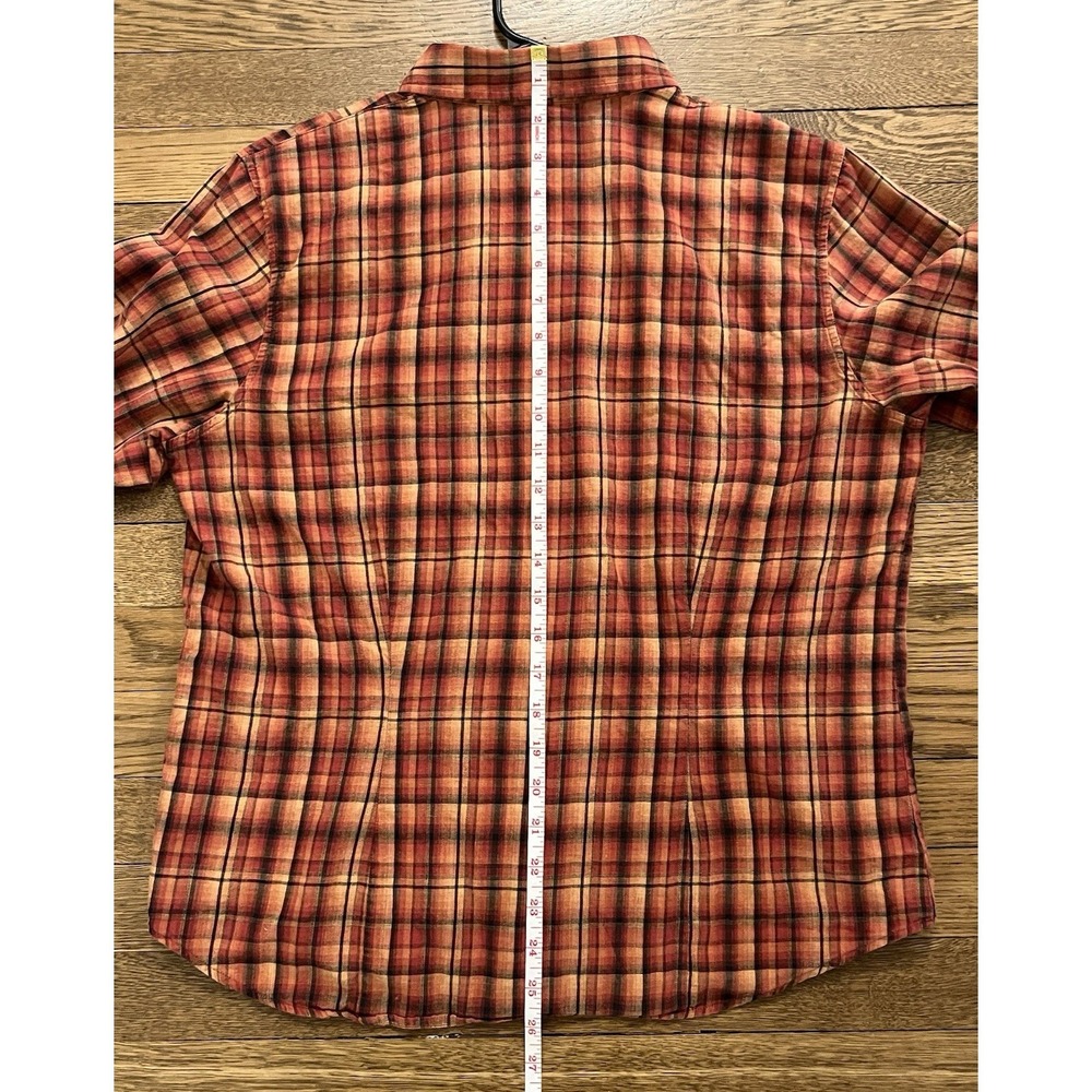 Pendleton Womens 100% Cotton Red Orange Plaid Long Sleeve Shirt Medium - Picture 8 of 9